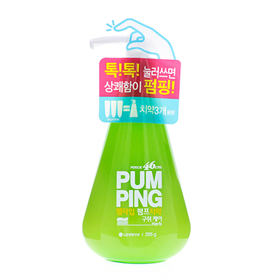 韩国LG PUM PING 新概念可爱按压式绿色牙膏（285g）