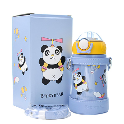 杯具熊 鸭嘴吸管儿童保温杯（380ml）翱翔熊猫-配礼袋