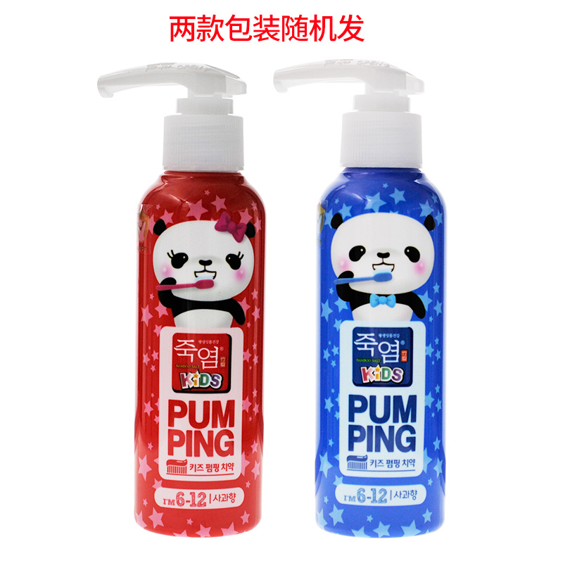 韩国LG 竹盐6-12岁儿童派缤按压牙膏（160g）苹果味-随机发